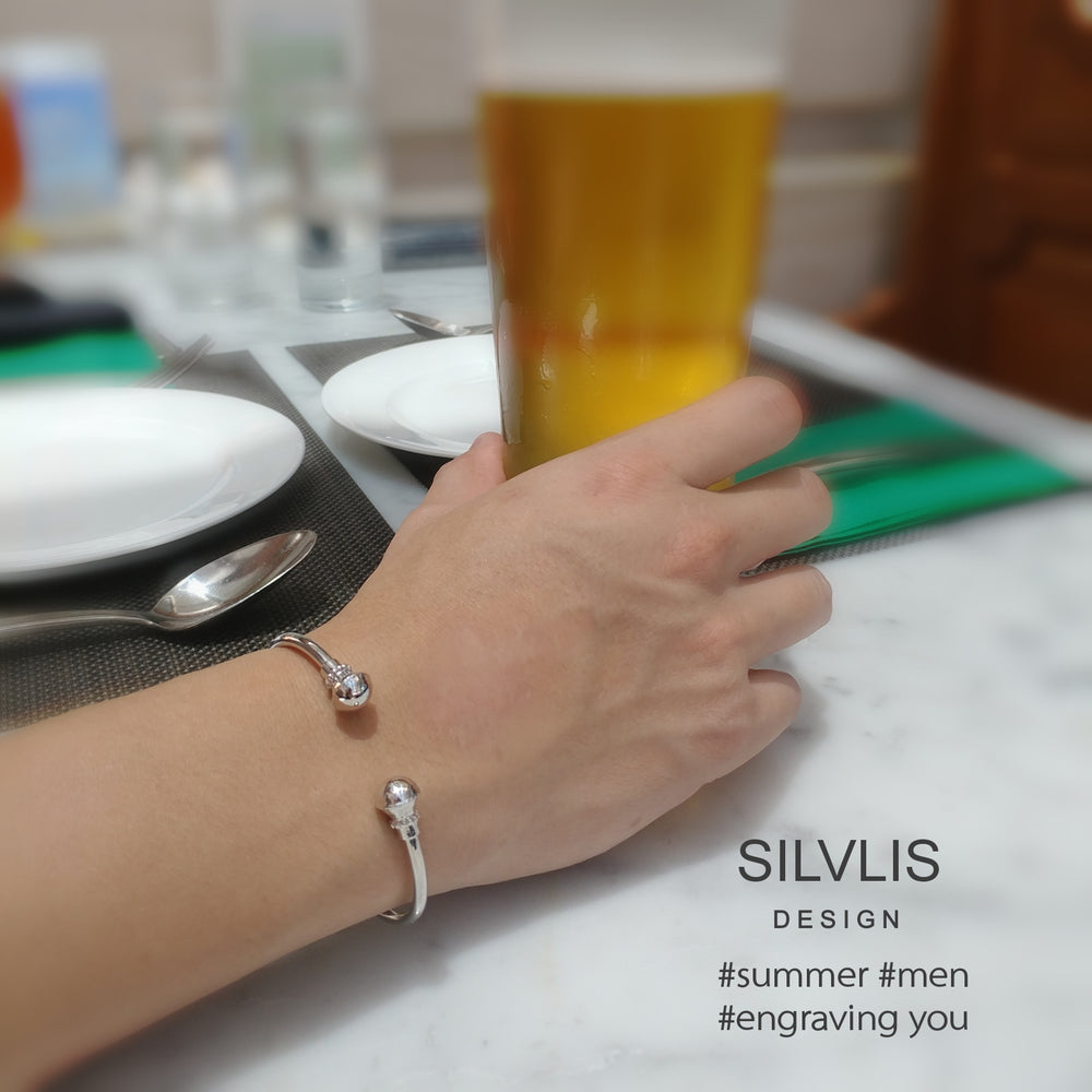 Engraving You sterling silver open bangle (DES-S009)