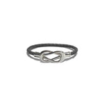 Engraving You Sterling Silver Love Knot Leather Bangle – Grey