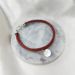 Engraving You Sterling Silver Love Double Leather Bangle – Red