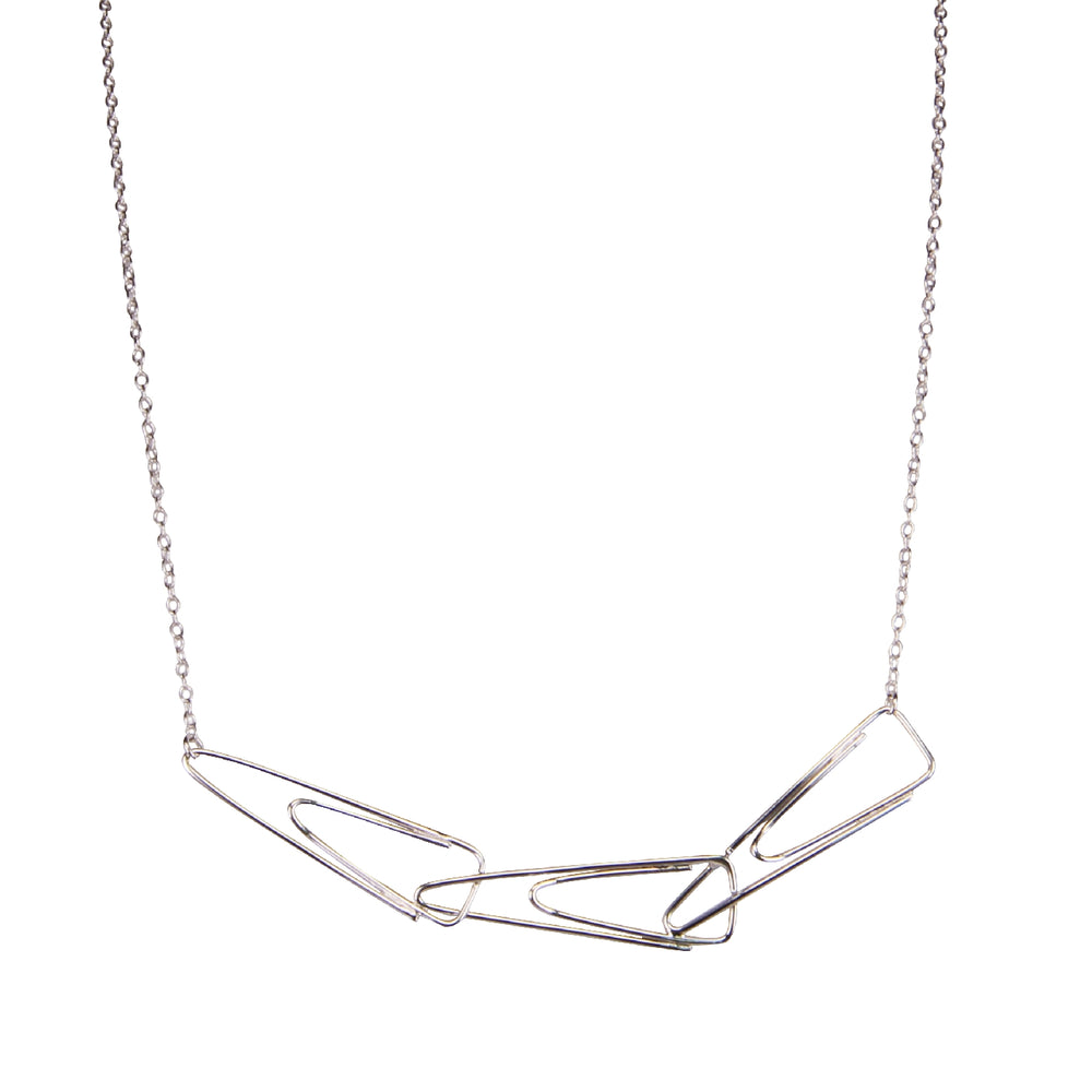 Paperclip Stylish Sterling Silver Necklace (DES2066)