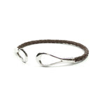 Engraving You Sterling Silver Love Knot Leather Bangle – Brown