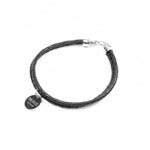Engraving You Sterling Silver Love Double Leather Bangle – Black