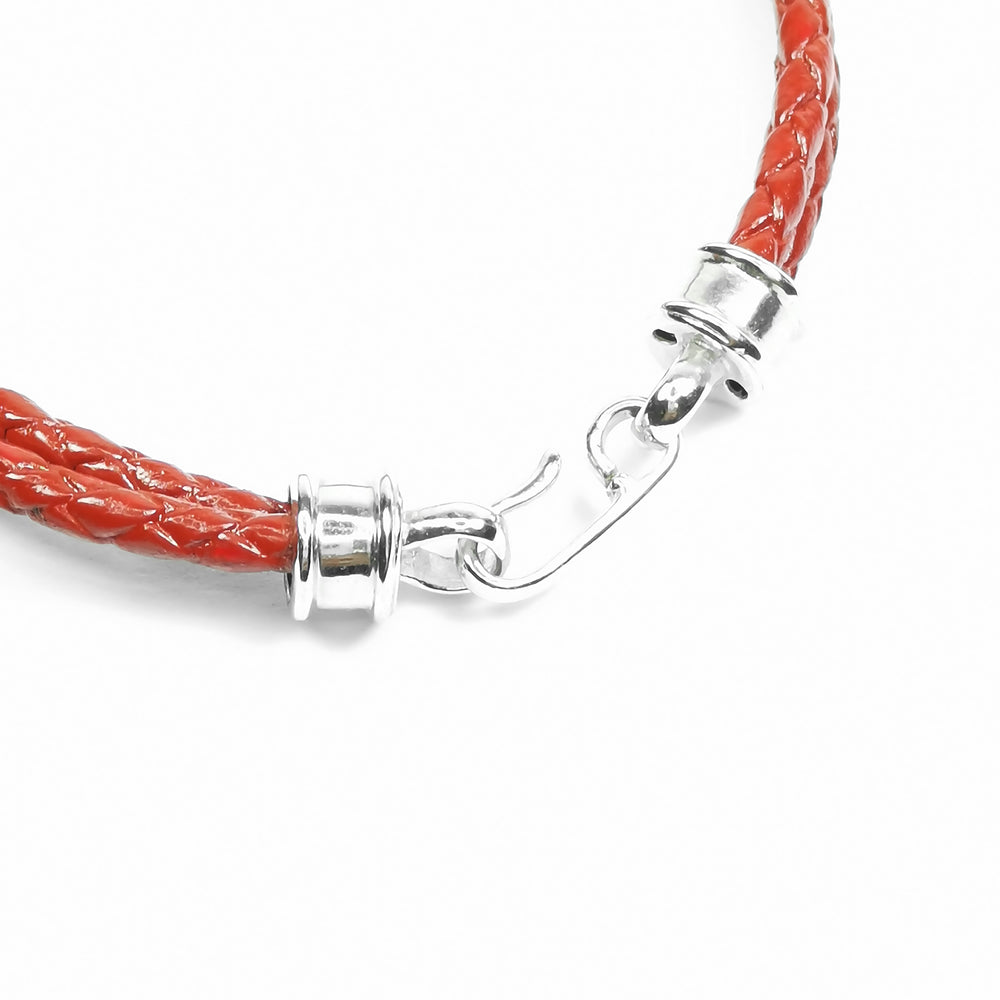 Engraving You Sterling Silver Love Double Leather Bangle – Red