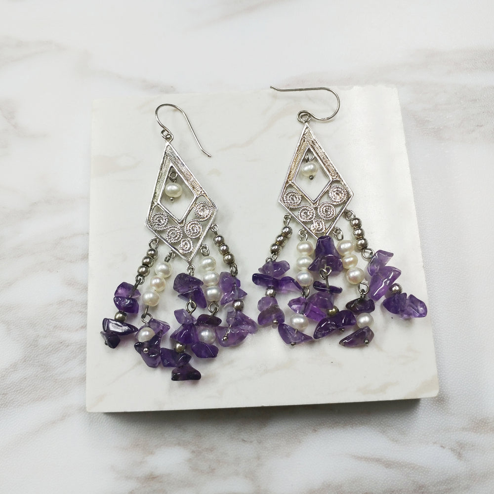 My Fair Lady Silver Natural Amethyst Earrings